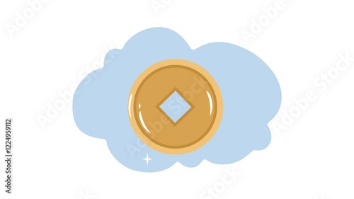 4K video Footage with Coin background Illustration. Video animated Cute Cartoon with Coin for Chinese New Year Day Decoration