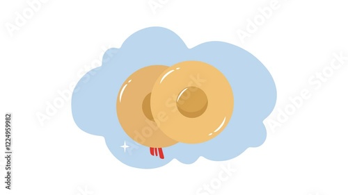 4K video Footage with Cymbals background Illustration. Video animated Cute Cartoon with Cymbals for Chinese New Year Day Decoration