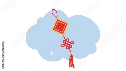 4K video Footage with Amulet background Illustration. Video animated Cute Cartoon with Amulet for Chinese New Year Day Decoration