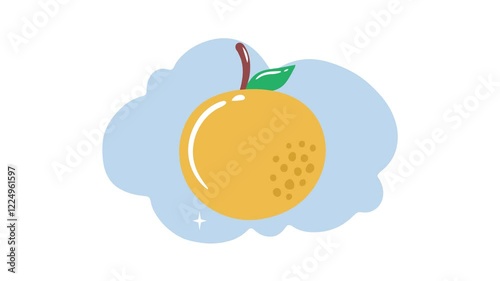 4K video Footage with Orange Fruit background Illustration. Video animated Cute Cartoon with Orange Fruit for Chinese New Year Day Decoration