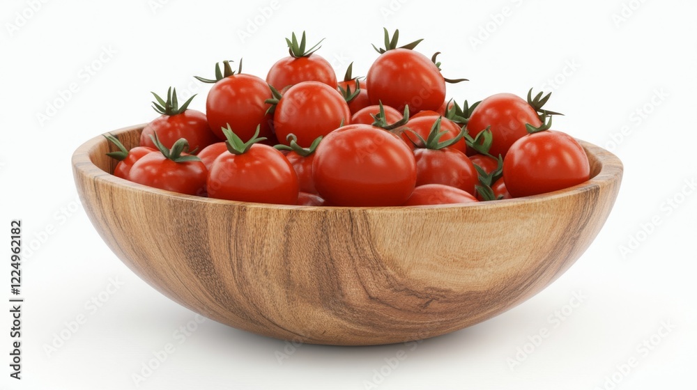 Rustic Wooden Bowl with Fresh Red Tomatoes Illustration Rustic Wooden Bowl with Fresh Red Tomatoes Illustration