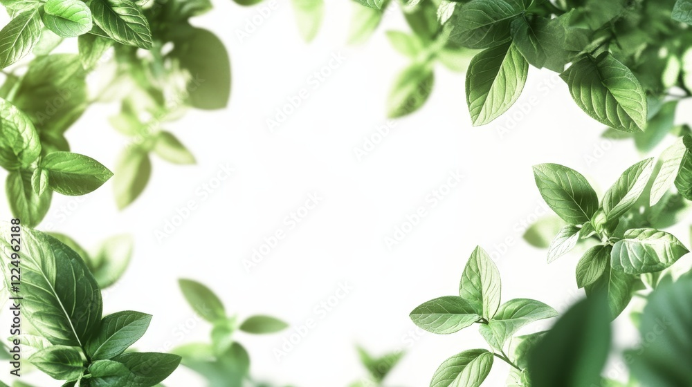 3D Illustration of Fresh Mint Leaves with Glossy Texture 3D Illustration of Fresh Mint Leaves with Glossy Texture