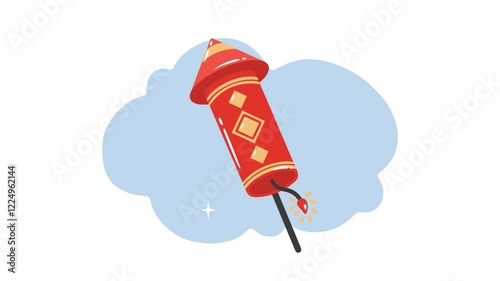 4K video Footage with Firecrackers background Illustration. Video animated Cute Cartoon with Firecrackers for Chinese New Year Day Decoration