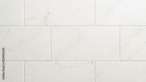 Wallpaper Mural White marble tiles with subtle gold veining, arranged in a brick pattern. Smooth and elegant surface, ideal for modern interiors. Torontodigital.ca