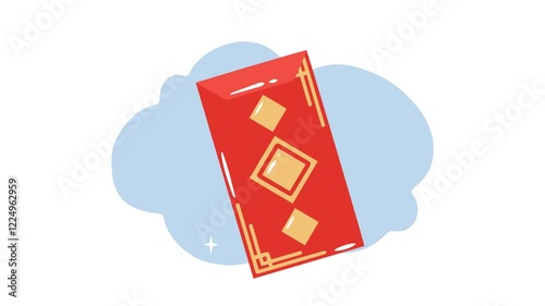 4K video Footage with Angpao background Illustration. Video animated Cute Cartoon with Angpao for Chinese New Year Day Decoration