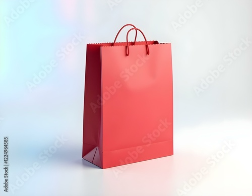 red shopping bags - Red paper shopping package mockup, displaying both sides with clear edges and a folded top, presented on a pure white background, ready for branding No logos or text 