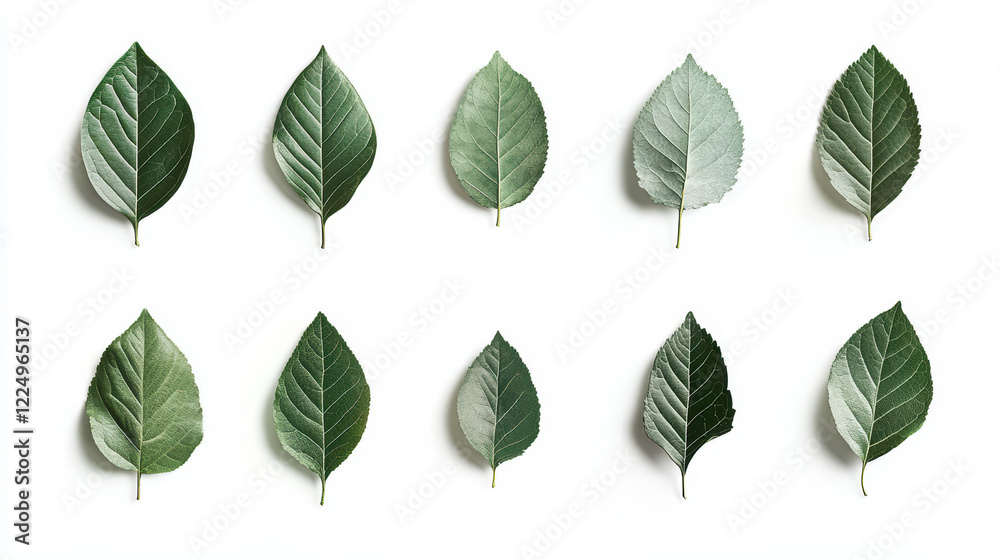 Obraz premium Collection of isolated 2D leaves in minimalistic style