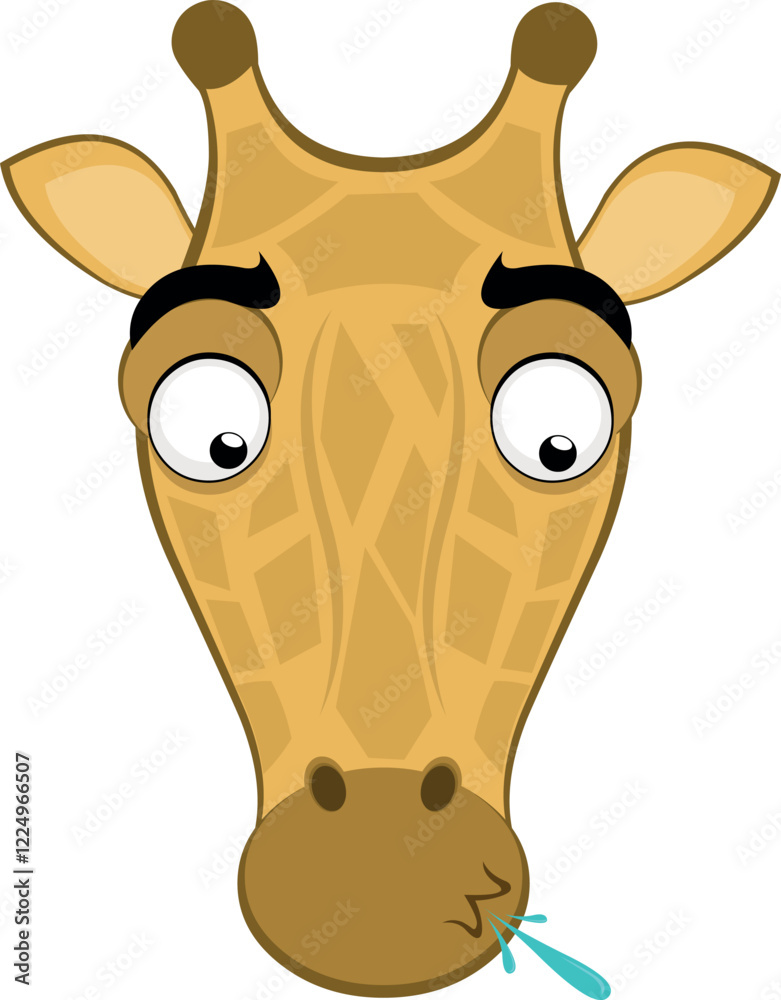 Obraz premium vector illustration emoji head character giraffe cartoon, spitting saliva
