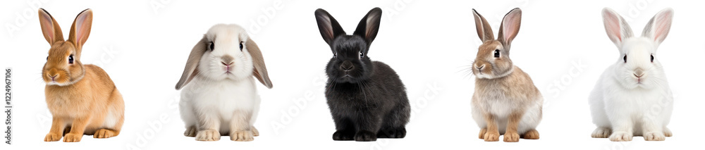 Obraz premium Rabbit png cut out element set, transparent background