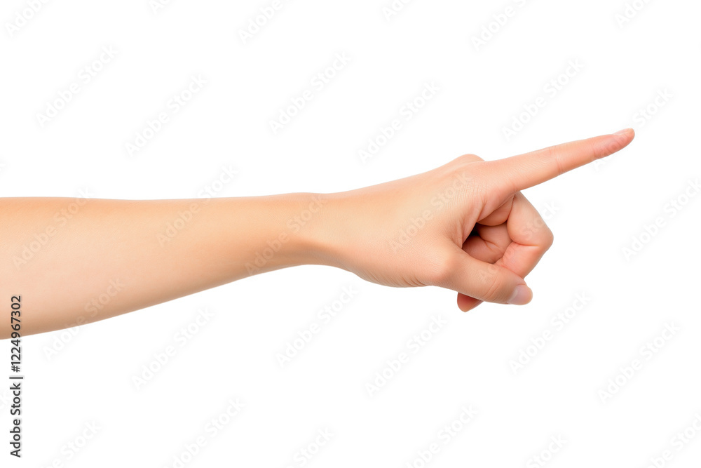 Hand of woman touching or pointing to something isolated on transparent white background Hand of woman touching or pointing to something isolated on transparent white background