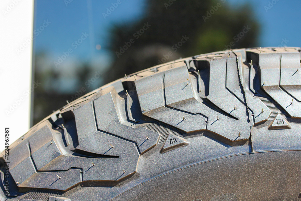 Profile view of a new off-road tire