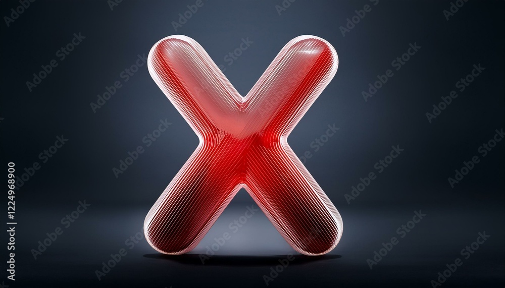 Fototapeta premium Um X vermelho indicando reprovação, insegurança, falha