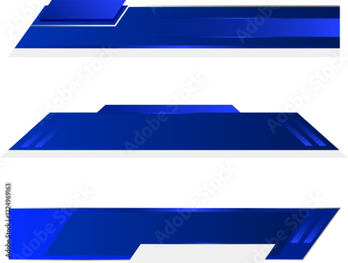 Banners for broadcasting with negative space to insert text. Set of news bars with copy space. Television video templates against transparent background. Concept of social media, information.