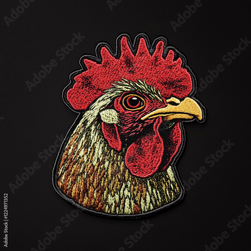 Minimalist chicken pot morale patch design.