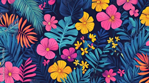 Vibrant Tropical Floral Pattern Design