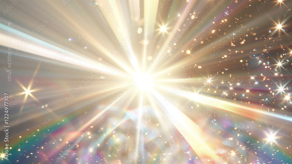Naklejka premium Prism Light Overlay with Sunlight Glitter and Radiant Glow on Abstract Background