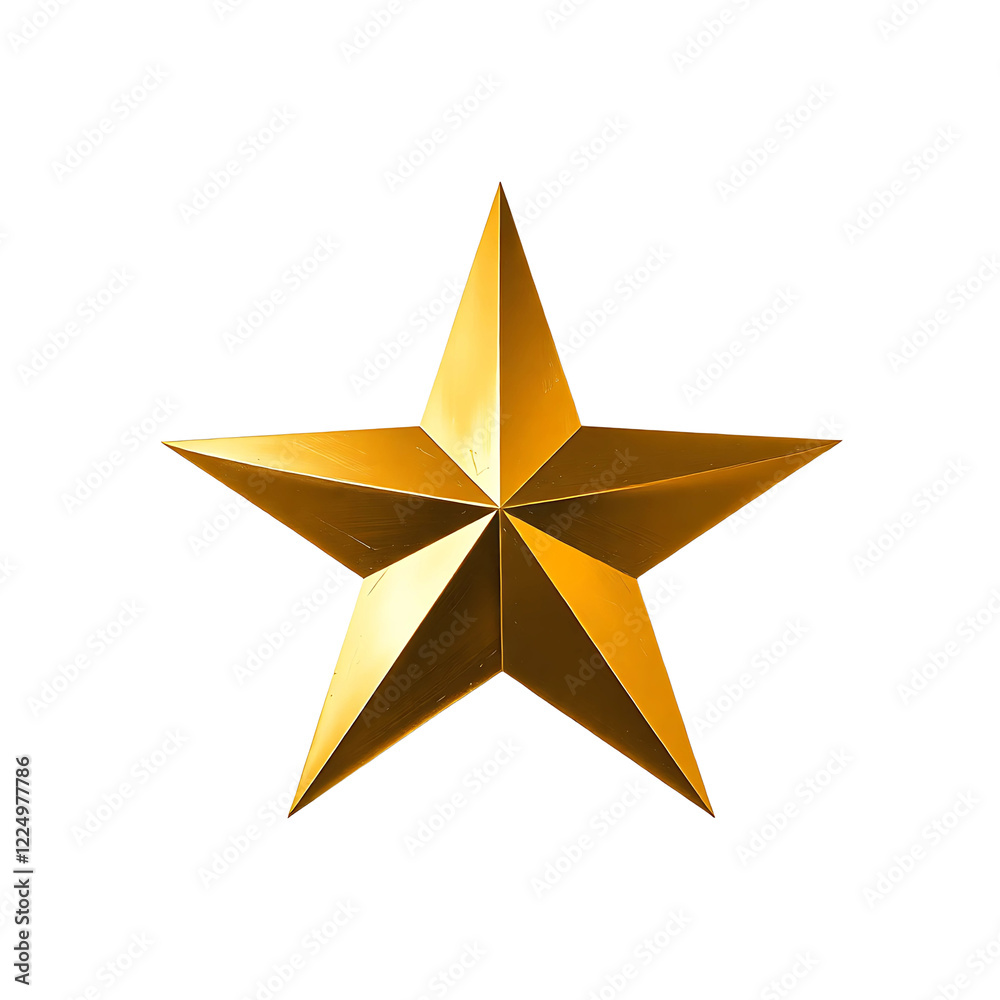 Fototapeta premium Golden Star Isolated on transparent background generative Ai.