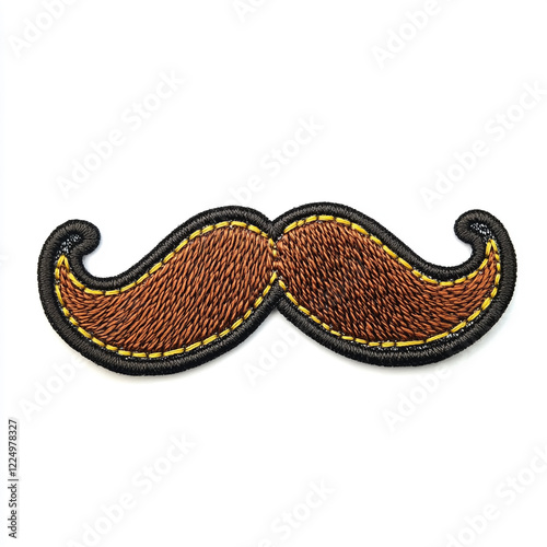 The moustache, embroidered patch simple design, on white background.