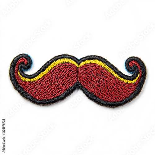 The moustache, embroidered patch simple design, on white background.