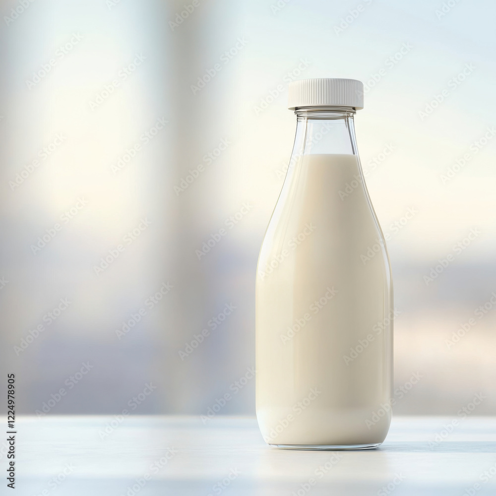 custom made wallpaper toronto digitalclear glass milk bottle filled with fresh milk, placed on clean surface, exuding sense of freshness and simplicity. soft background adds serene touch