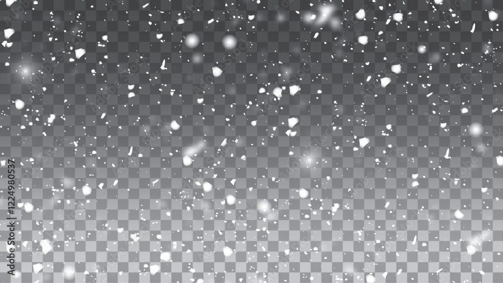 Fototapeta premium Vector snow. Snow png. Snow on an isolated transparent background. Snowfall, blizzard, winter, snowflakes png. Vector.