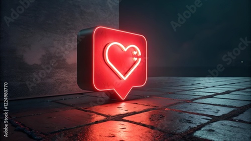 The image features a 3D rendering of a glowing red 