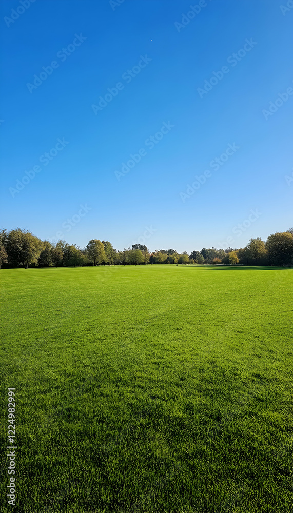 A wide-open green field with lush grass, a clear blue sky, and lots of space for placing text and product images - A wide-open green field with lush grass, a clear blue sky, and lots of space for placing text and product images -
