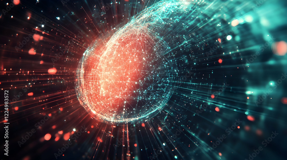 Obraz premium Abstract background with a digital brain network and futuristic technology elements, representing innovation -