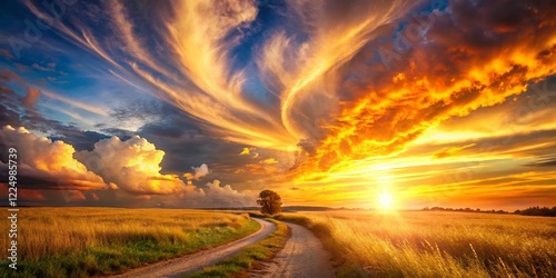 Surreal Sunset Landscape: Optimistic Future, Good Times Ahead