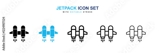 Jetpack icons in black and blue collection