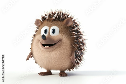 Cheerful cartoon hedgehog with spiky fur and big eyes