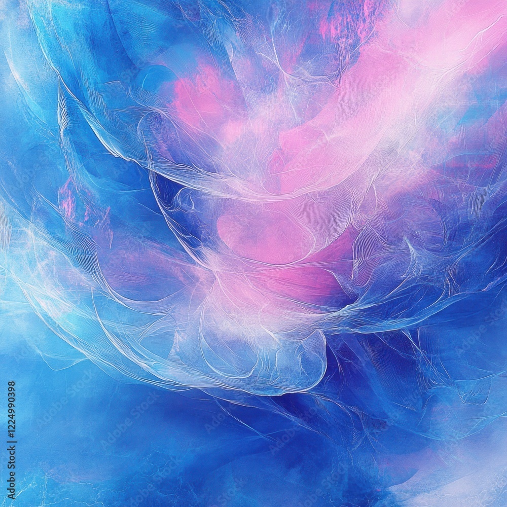 Fototapeta premium Abstract swirling blue pink dye art; design background