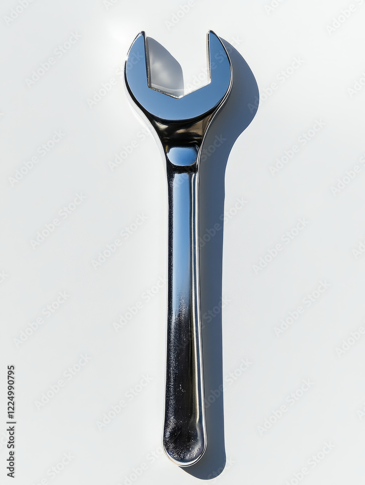 Shiny metallic wrench on a plain background. Shiny metallic wrench on a plain background.