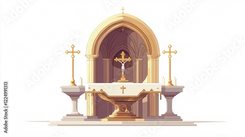 Sacred Grail in Holy Catholic Religion Depicted in Wide Angle Centered Composition