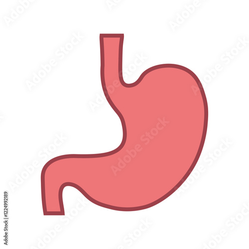 Human Stomach icon flat style. Internal organ, human gastrointestinal tract. Stomach pain and heartburn symbol. Digestive disease. Gastritis and acid reflux concept. Vector illustration isolated.