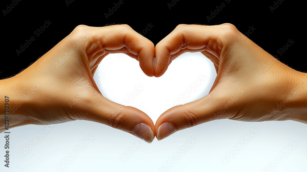 Fototapeta premium Two hands forming a heart shape for love and connection concept