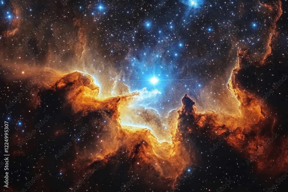 Fototapeta premium Colorful nebula in deep space with vivid gas clouds and star formations in the universe