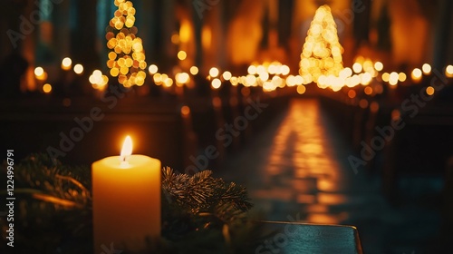 Christmas candlelight ceremony church event photography spiritual environment warm viewpoint festive concept