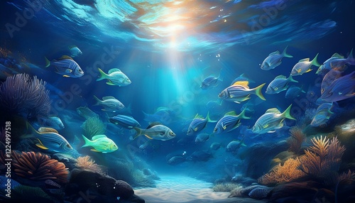 background with schools of fishblue, tropical, fish, aquatic, marin, ocean, background, fisherman, fishing, sea, water, aquarium, animal, food, nature, seafood, river, wildlife, underwater, hobby, fre photo