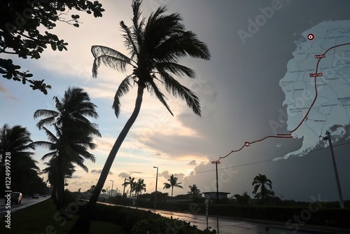 Tropical Storm Ernesto Path Silhouette: Hurricane Forecast Map Track photo