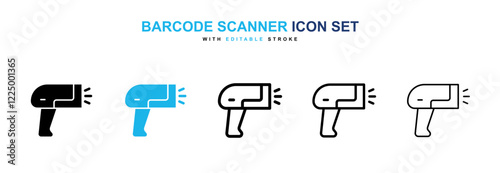 Barcode scanner icons in black and blue collection