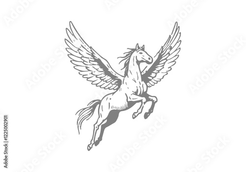 Pegasus winged horse hand drawn sketch vector