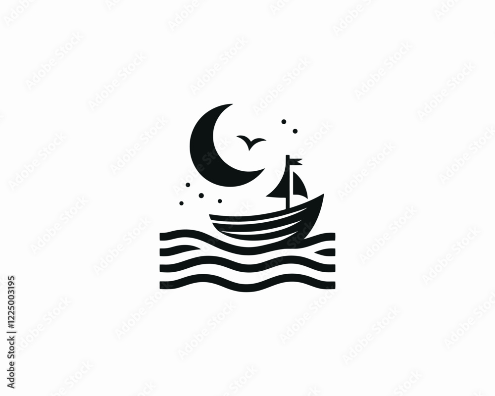 Naklejka premium Boat Logo Design Icon Symbol Vector Template