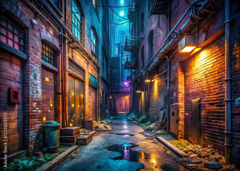 Fototapeta premium Urban Exploration Comic Book Panel Background: Grungy Cityscape for Graphic Novel Design