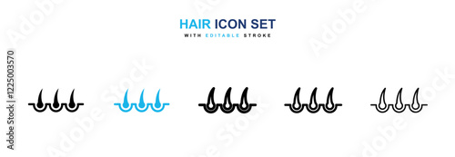 Hair icons in black and blue collection