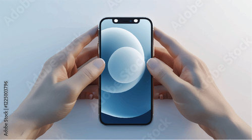 Hands holding iPhone 12 mockup. Perfect for app and UI design presentations.