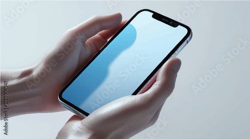 Hands holding iPhone 12 mockup. Perfect for app and UI design presentations.