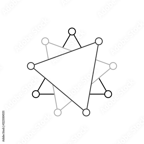Vector line enneagram isolated on white background. Personality typing system without numbers 