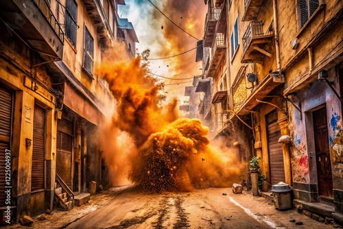 Urban Exploration: Vibrant Chocolate Powder Explosion Festival