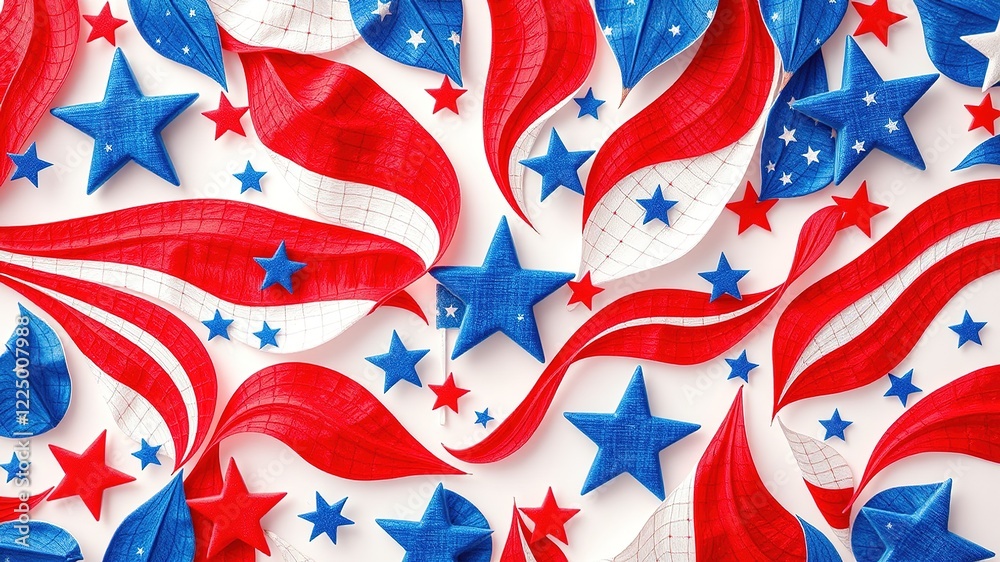 Fototapeta premium USA Independence Day Organic Starburst Patterns
